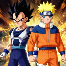 fusion of vegeta and naruto, digital art, high quality anime artstyle, intricate