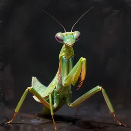 anthropomorphic mantis, prominent eyes attached to the sides of a flat triangular head, beautiful, dnd character art portrait, matte fantasy painting, flattened thorax, deviantart artstation, artstation, jason felix, lisa frank, steve argyle, tyler jacobson, peter mohrbacher, cinema, cinematic horror lighting