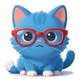 spex is a blue snowshoe cat with red glasses, digital painting, detailed, cute trending on furaffinity