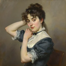 beautiful portrait painting of a victorian woman posing in an artistic pose, by jeremy mann, only one head single portrait