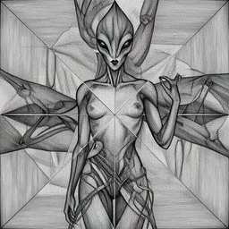 “geometrically incomprehensible surreal order of alien, extremely high detail, photorealistic, intricate line drawings, dotart, album art in the style of James Jean”