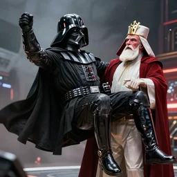 Darth vader getting lifted in the air, choked by emporer palpatine, star wars, digital art, 4K, trending on ArtStation