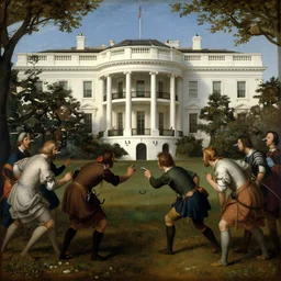 hook nosed people plotting bad things inside white house, renaissance painting