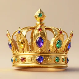 Golden crown adorned with multicolored gems,  hyperdetailed, artstation, cgsociety, golden hour 8k