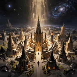 planescape art style city center of universe wallpaper