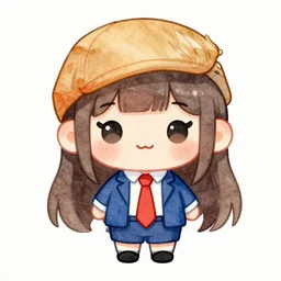 Donald Trump as a terribly cute anime chibi girl. watercolor, trending on artstation, kawaii