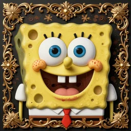 spongebob face, coffee stain, insanely detailed and intricate, hypermaximalist, elegant, ornate, hyper realistic, super detailed
