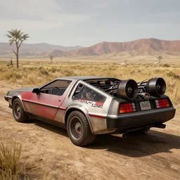dmc 1 2 delorean with a jet engine on the back in red dead redemption 2