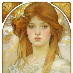 realistic little sister of bioshock painted by alfons mucha sharp focus