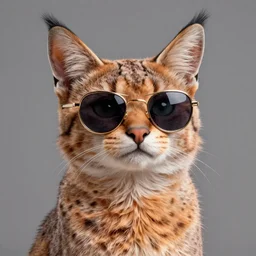 portrait of a cute fluffy caracal in sunglasses, medium shot, zootopia, fantasy, intricate, cinematic lighting, highly detailed, digital painting, artstation, concept art, smooth, sharp focus, illustration, art by artgerm and greg rutkowski and alphonse mucha, pixar, award winning portrait studio lighting by jessica rossier and brian froud and gaston bussiere