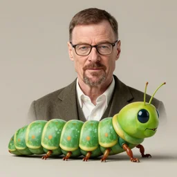 still of walter white as a caterpie, 4 k, 8 5 mm, focal length 2, comedic composition