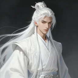 Wuxia Cultivator, white hair, gorgeous, amazing, elegant, intricate, highly detailed, digital painting, artstation, concept art, sharp focus, illustration, art by Ross tran and kuvshinov, photography portrait by Paolo Roversi