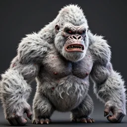 extremely scary angry old tough rough looking albino gorilla. scars, scary, gruffness, interesting 3 d character concept by square enix, in the style of league of legends, hyper detailed, character modeling, cinematic, final fantasy, character concept, ray tracing, fur details, maya, c 4 d, artstation