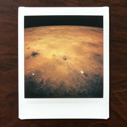 a polaroid photograph of the surface of mars
