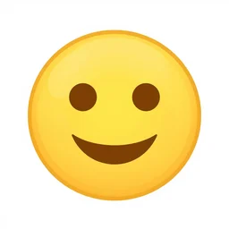 single flat 2D IOS yellow smiling emoji, clip art