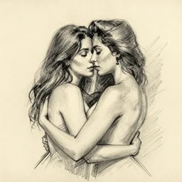 a sketch drawing, woman in love by gabo mendoza, trending on artstation