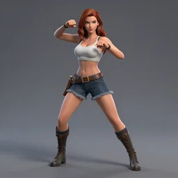 christina hendrix character model, attacking sequence, pose 1 of 1 6, orthographic front view, single figure, 4 k photograph, clear details, pose 1 of 1 6,