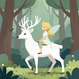 “ beautiful elf riding white deer in a forest, digital art, artstation ”