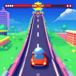a still from omgpop inspired ballracer game, retro, nostalgic