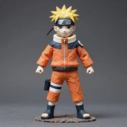 A sculpture Naruto made pure recycled materials