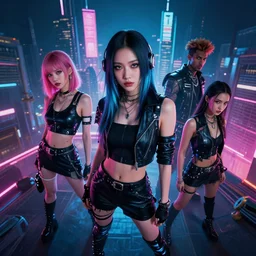 cyberpunk girl, kim jung gi style, Greg Rutkowski, Zabrocki, Karlkka, Jayison Devadas, trending on Artstation, 8K, ultra wide angle, zenith view, pincushion lens effect