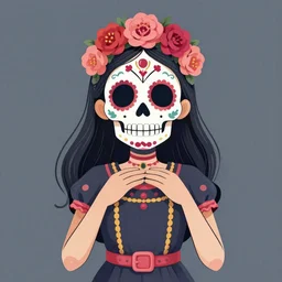 Illustration of a sugar skull day of the dead girl, art by Justin Gerard