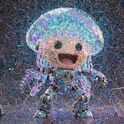 funny, cute, cute, smiling, screaming, fighting, dancing, Tintoy Characterdesign Robot, mechabot neon jellyfish hard surface modelling, high details, by Eddie Mendoza, by Peter mohrbacher, Pictoplasma bioluminescent biomechanical halo, by jarold Sng, by disney, by tooth wu, octane render, cinematic light, high details, dichroic, cgsociety, by jonathan ive