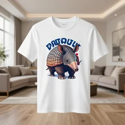 t-shirt design, armadillo patriot potus, modern art placed in a large living room, superrealism 3d 8k resolution
