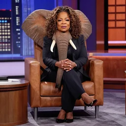 an elephant sitting as a guest in the oprah winfrey show