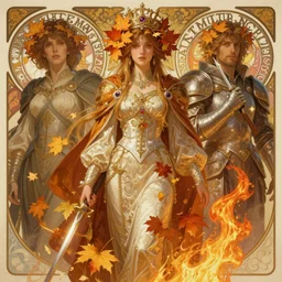 autumnal empress, fire emblem, art by artgerm and greg rutkowski and alphonse mucha, portrait, d & d, fantasy, highly detailed, digital painting, trending on artstation, concept art, sharp focus, illustration