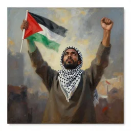 dramatic painting of freedom for palestina
