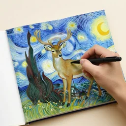 deer writing a book painted by vincent van gogh