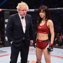 “mma octagon fight between Boris Johnson and anime babe”