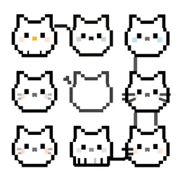 6 4 x 6 4 pixel art of a cat