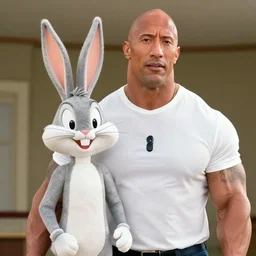film still of dwayne johnson as bugs bunny in the movie big chungus returns. photographic, photography.