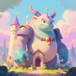 Tavern Castle hyperbeast  dofus color pastel vibrant style fanart by Brock Hofer Jakub Rozalski Photorealistic cinematic volume lighting