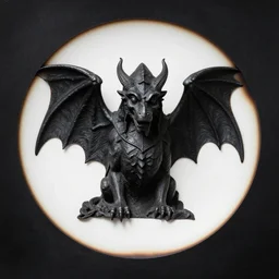 wet plate photography, burnt edges, dark background, hooded and horned gargoyle by beksinski