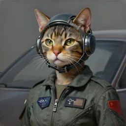 epic professional digital art of female human - cat hybrid animal wearing airforce flight suit, airforce flight suit, humanoid car head, cat ears, painting, by leesha hannigan, iris van herpen, artstation, cgsociety, wlop, epic, much wow, much detail, gorgeous, detailed, cinematic, masterpiece