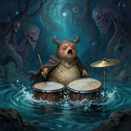 chum drum bedrum swimming in the ocean depths, cosmic horror painting, elegant intricate digital painting artstation concept art by mark brooks and brad kunkle detailed