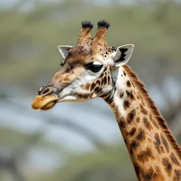 a giraffe with sunken black spots, recessed, skeletal