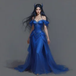 a digital painting of a woman in a blue dress, concept art by Li Fangying, featured on cgsociety, fantasy art, speedpainting, wiccan, deviantart hd