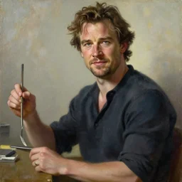 herry cavill, attractive male, painting by vladimir volegov