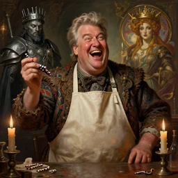 david lynch as fat drunk tavern owner, apron, laughing, candles, fame of thrones, warhammer, fibonacci, sweat drops, intricate fashion clothing, insane, intricate, highly detailed, surrealistic, digital painting, artstation, concept art, smooth, sharp focus, illustration, unreal engine 5, 8 k, art by artgerm and greg rutkowski and alphonse mucha