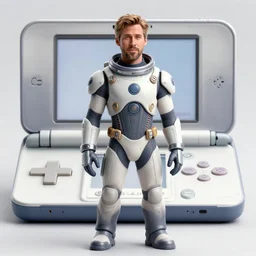 ryan gosling starring in the new galaga movie, dressed in futuristic space suit, standing in front of a 3 ds max, octana high 3 d depth render of galaga ship, cyberpunk, vray render, neon lighting, 8 k, hyper realistic, ultra detailed, planet galaga environment, sci - fi, trending on artstation