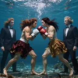 epic beautifull renaissance portrait of 2 boxer wrestling underwater, art by * christy lee rogers * ( with help of mario testino and peter lindbergh, marta syrko and neil leifer )
