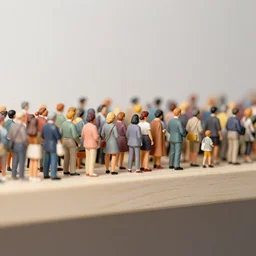 miniature crowd on a shelf, matte painting, smooth, sharp focus, highly detailed, trending on artstation