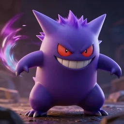 gengar transformation closeup realistic, 3 d render, 3 d rendered, high detail, high resolution, dynamic lighting, moody lighting, high contrast, colorful
