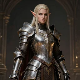 unknown the elder scrolls vi charismatic regal high elf female battle - mage portrait, clothed in elaborate elven - plated battle armour atmospheric lighting painted intricate volumetric lighting, beautiful, sharp focus, ultra detailed by krenz cushart and wenjun lin