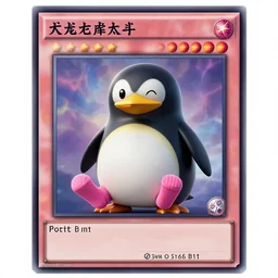 a yugioh card of fat penguin wearing a pink long socks, fantasy art, 8k detailed