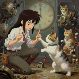 surreal gouache gesture painting, by yoshitaka amano, by ruan jia, by Conrad roset, by dofus online artists, detailed anime 3d render of cats fighting,cats,  portrait, cgsociety, artstation, rococo mechanical, Digital reality, sf5 ink style, dieselpunk atmosphere, gesture  drawn